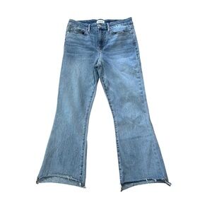 Frame Denim Women’s Le Crop Mini Boot Medium Wash Raw Hem Jeans Sz 29 GUC